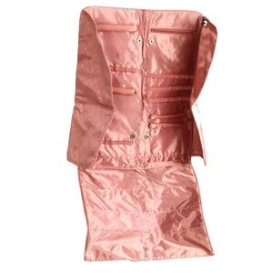 VTG 1960 Trifari Pink Jewelry Roll Travel Organizer Case Rare EUC Glam Signed